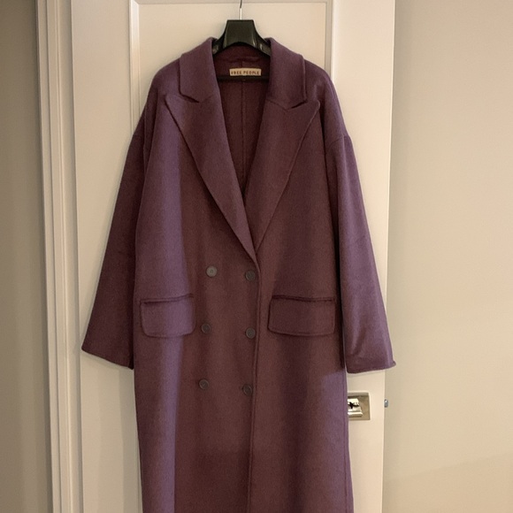 New Free People Light Wool Plum Coat sz L - Picture 7 of 7
